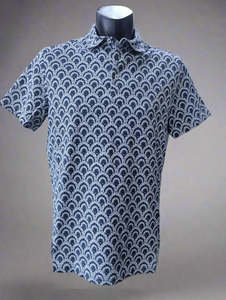 Guide London Blue Fan Print SS Polo