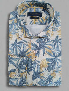 Guide London Blue & Cream Long Sleeve Shirt