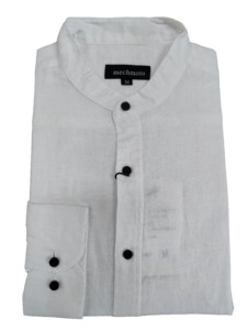 Mechmoto: Mechmoto Long Sleeve Linen Mandarin Collar Shirt - White