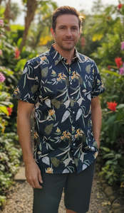 New: John Lennon Navy Floral Short Sleeve Shirt