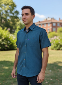 New: Portobello Road Ironcheater Dark Blue White Star Short Sleeve Shirt