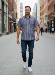 Portobello Road Ironcheater Charcoal Loops Short Sleeve Shirt