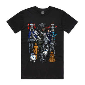 Isthatso: Isthatso Mens Black Robots Short Sleeve T-Shirt