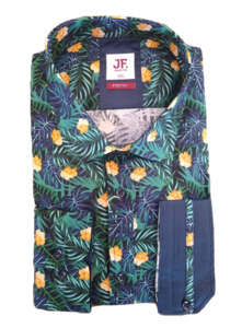 Jimmy Fox Green and Purple Monstera Long Sleeve Shirt