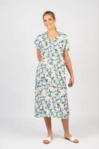 Vassalli: Vassalli Drop Shoulder Dress with Wrap Bodice and side pockets - Soleil