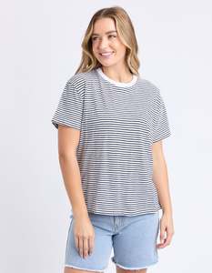 Ladies Tops: Foxwood Hutch Stripe Tee - Black & White