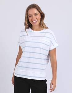 Ladies Tops: Foxwood Allison Striped Tee - Sky