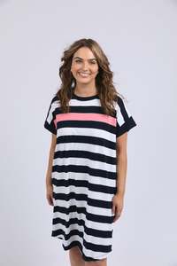 Ladies Dresses Skirts: Elm McKinley Dress-Black Stripe