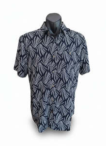 New: LFD Lifestyle Leaf Pattern Short Sleeve Shirt - Black & White