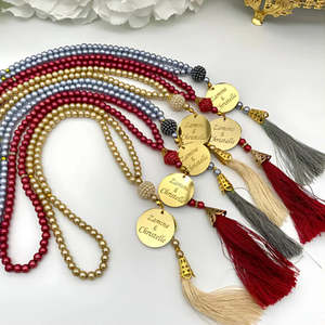 Frontpage: Personalized Tasbeeh Beads  99 Beads Premium Pearl Tasbih with Name Pendant