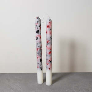 Marble table candles (Pair)- Ruby