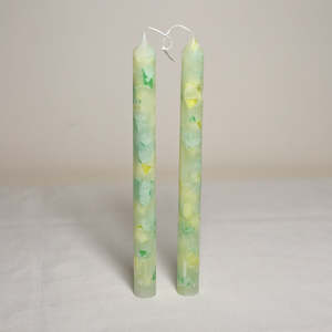 Candles: Marble table candles (Pair) - Lime