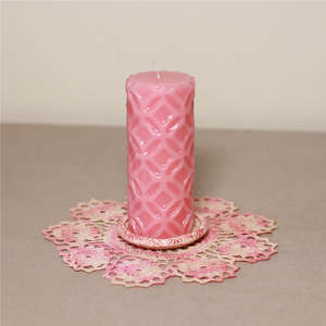 Candles: Pink pattern pillar candle