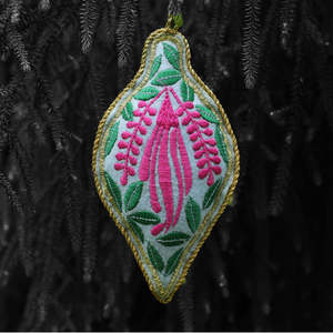 Embroidered ornament - Kowhai #1