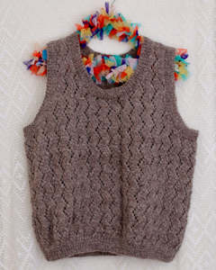 New Zealand Made: Tussock Handknit Lace Vest — Homespun NZ Romney Wool