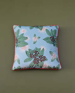 New Zealand Made: Pōhutukawa Velvet Cushion | Ocean Spray
