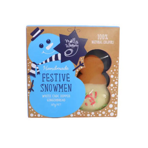 Edibles: Molly Woppy Gingerbread Festive Snowman White Choc Dipped Festive Cookies