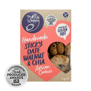 Edibles: Molly Woppy Stocky Date, Walnut & Chia Gluten Free Artisan Cookies 175g