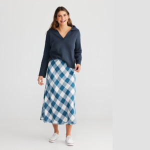 Clothing: The Sicily Skirt Blue Steel Check