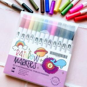 For The Kids: Dual Tip Brush markers Set of 12