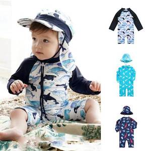 Clothing: Baby Swimsuit Set - Swimsuit & Matching Hat【6-18m】