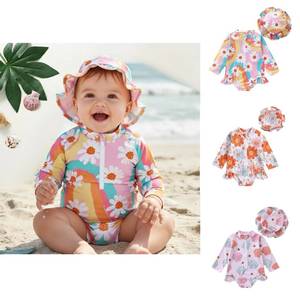 Clothing: Baby Swimsuit with Matching Swim-Hat 【0-12m】