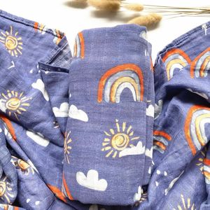 Bamboo Muslin Wrap - Blue Rainbow