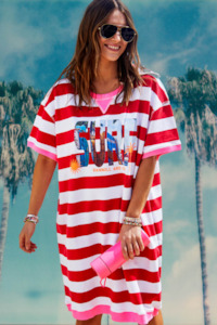 Hammill Co: Beach Sweater Dress - Red/White