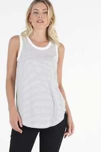 Singlets: Kiera Tank - White/Blk Stripe