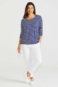 Milan Tee 3/4 Sleeve - Parisian Stripe