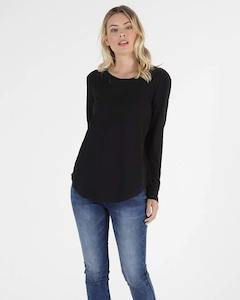 Long Sleeve Tshirts: Megan Long Sleeve Top - Black