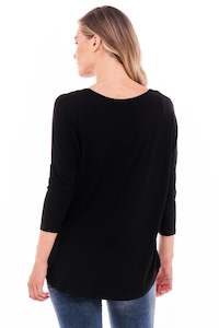 Long Sleeve Tshirts: Milan Tee 3/4 Sleeve - Black