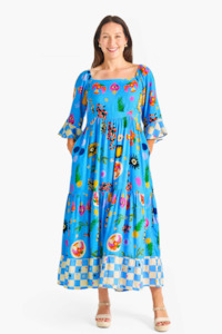 Cobra Gaze Dress - Blue Graphic Print