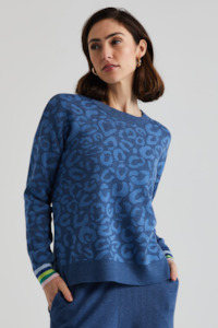 Leopard Crew - Denim