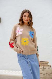 Flower Power Knit - Latte