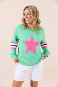 Jovie The Label: Holiday Sweatshirt - Green With Pink Star
