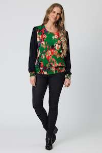 Democracy Clothing: Jessica Rouched Hem Top - Green