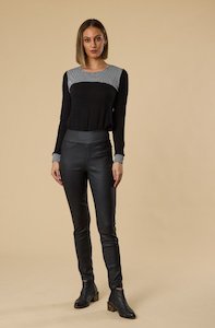 Jenny Pull Up PU Coated Pants - Black  Winter