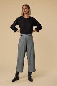 Madison Stripe Palazzo Pants - Black