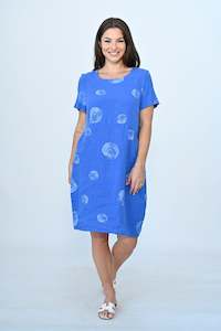 Linen Dress - Cobalt Circle