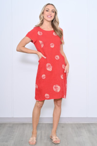 Cali Co: Linen Dress - Red Circle