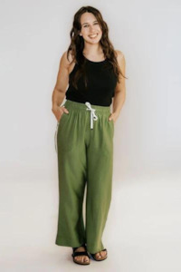 Wide Leg Pants: Moke Indiana Wide Leg Pants - Dill