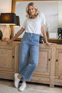Wide Leg Pants: Wide Leg Jeans - Light Denim