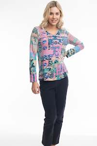 Vee Neck Long Sleeve Tee - Retro