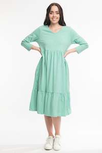 Orientique 1: Vee Neck Essentials Dress - Sea Sage