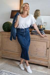 Midi Denim Skirt - Dark Denim