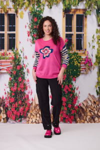 Classified: Merino Blend Daisy Stripe Jumper - Pink