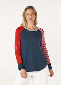 Spot And Stripe Knit - Denim
