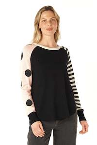 Spot And Stripe Knit - Black