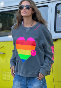 Hammill Co: Vintage  Heart Sweatshirt - Charcoal